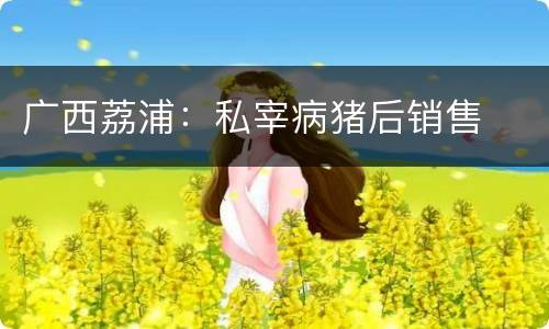 广西荔浦：私宰病猪后销售