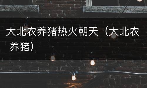 大北农养猪热火朝天（大北农 养猪）