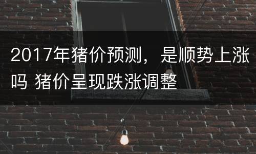 2017年猪价预测，是顺势上涨吗 猪价呈现跌涨调整