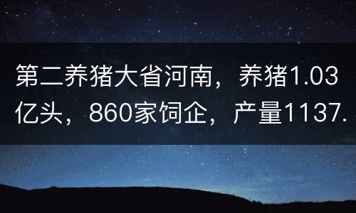 第二养猪大省河南，养猪1.03亿头，860家饲企，产量1137.22万吨