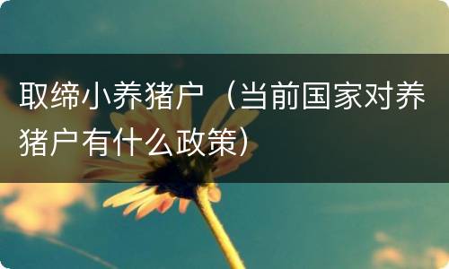 取缔小养猪户（当前国家对养猪户有什么政策）