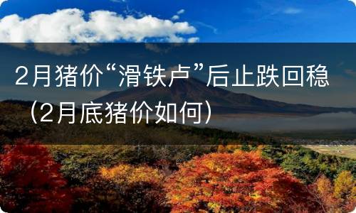 2月猪价“滑铁卢”后止跌回稳（2月底猪价如何）