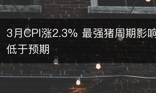 3月CPI涨2.3% 最强猪周期影响低于预期
