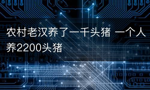 农村老汉养了一千头猪 一个人养2200头猪