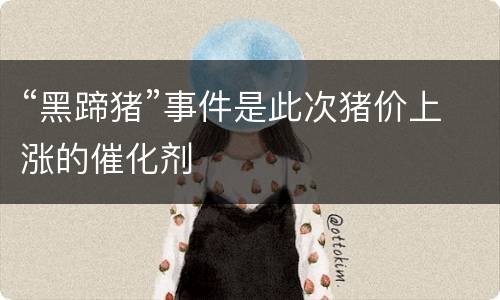 “黑蹄猪”事件是此次猪价上涨的催化剂