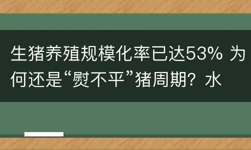 生猪养殖规模化率已达53% 为何还是“熨不平”猪周期？水平不够！