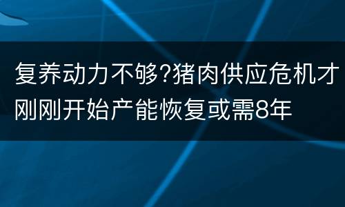 复养动力不够?猪肉供应危机才刚刚开始产能恢复或需8年