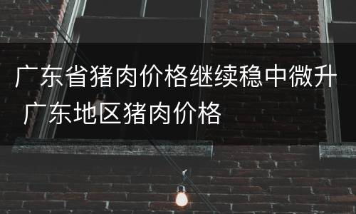 广东省猪肉价格继续稳中微升 广东地区猪肉价格