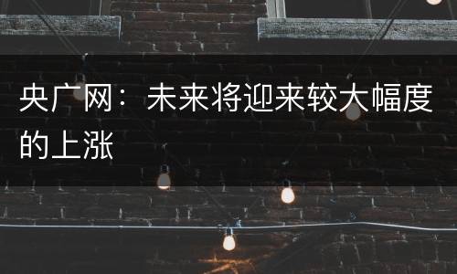 央广网：未来将迎来较大幅度的上涨