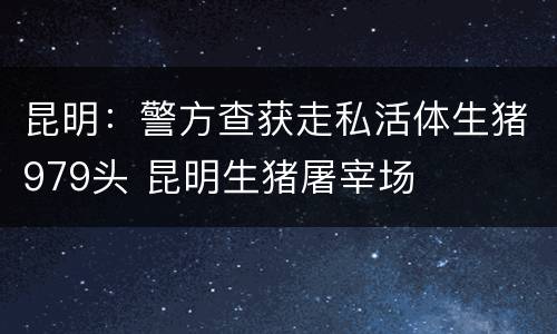 昆明：警方查获走私活体生猪979头 昆明生猪屠宰场