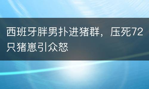 西班牙胖男扑进猪群，压死72只猪崽引众怒