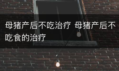 母猪产后不吃治疗 母猪产后不吃食的治疗
