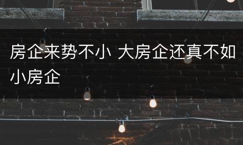 房企来势不小 大房企还真不如小房企