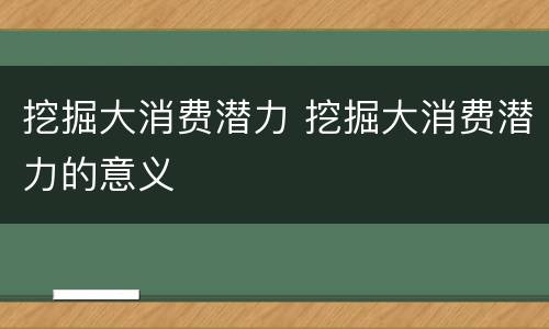 挖掘大消费潜力 挖掘大消费潜力的意义