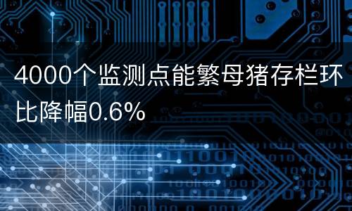 4000个监测点能繁母猪存栏环比降幅0.6%