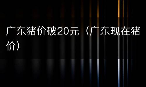 广东猪价破20元（广东现在猪价）