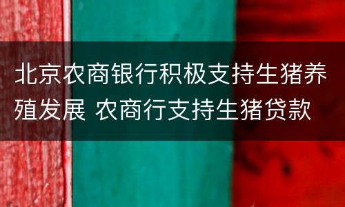 北京农商银行积极支持生猪养殖发展 农商行支持生猪贷款