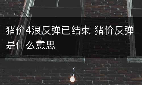 猪价4浪反弹已结束 猪价反弹是什么意思