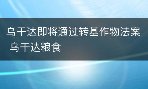 乌干达即将通过转基作物法案 乌干达粮食