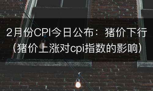 2月份CPI今日公布：猪价下行（猪价上涨对cpi指数的影响）