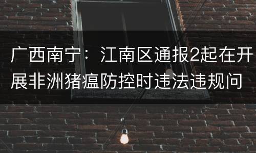 广西南宁：江南区通报2起在开展非洲猪瘟防控时违法违规问题典型
