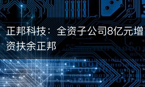 正邦科技：全资子公司8亿元增资扶余正邦