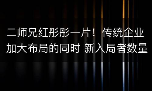 二师兄红彤彤一片！传统企业加大布局的同时 新入局者数量也明显