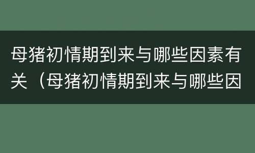 母猪初情期到来与哪些因素有关（母猪初情期到来与哪些因素有关呢）