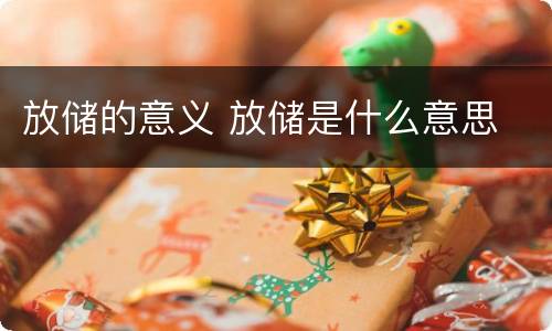 放储的意义 放储是什么意思