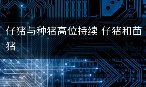 仔猪与种猪高位持续 仔猪和苗猪