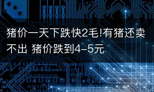 猪价一天下跌快2毛!有猪还卖不出 猪价跌到4-5元