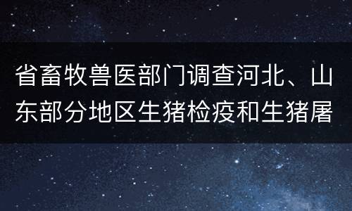 省畜牧兽医部门调查河北、山东部分地区生猪检疫和生猪屠宰问题