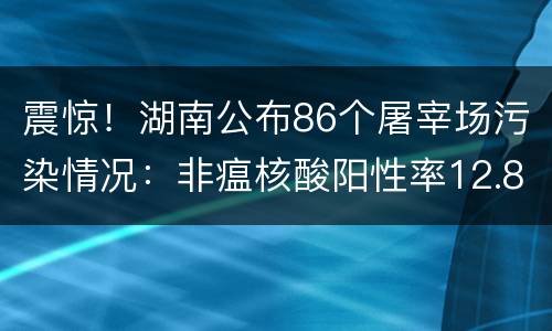 震惊！湖南公布86个屠宰场污染情况：非瘟核酸阳性率12.8%。其他