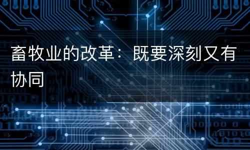 畜牧业的改革：既要深刻又有协同