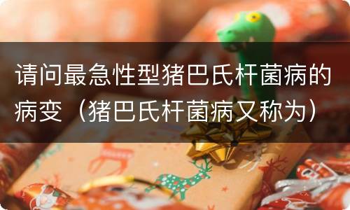请问最急性型猪巴氏杆菌病的病变（猪巴氏杆菌病又称为）