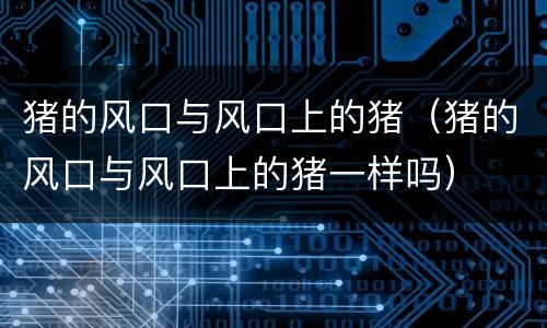 猪的风口与风口上的猪（猪的风口与风口上的猪一样吗）