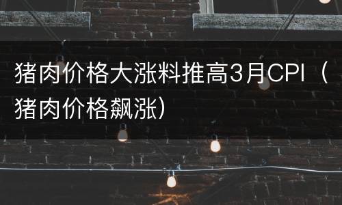 猪肉价格大涨料推高3月CPI（猪肉价格飙涨）