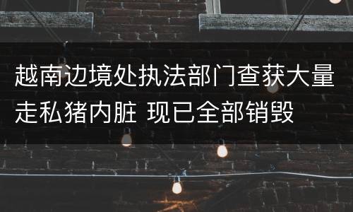 越南边境处执法部门查获大量走私猪内脏 现已全部销毁
