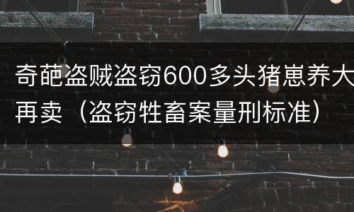 奇葩盗贼盗窃600多头猪崽养大再卖（盗窃牲畜案量刑标准）