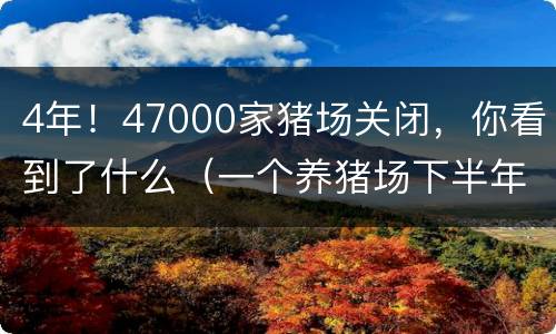 4年！47000家猪场关闭，你看到了什么（一个养猪场下半年卖出生猪2300头）