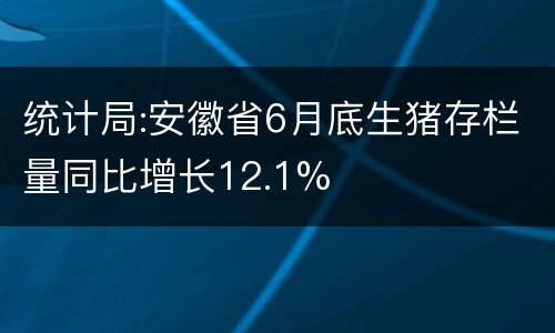 统计局:安徽省6月底生猪存栏量同比增长12.1%
