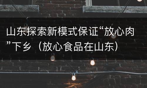 山东探索新模式保证“放心肉”下乡（放心食品在山东）