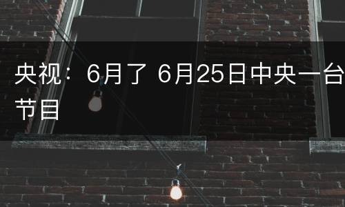 央视：6月了 6月25日中央一台节目
