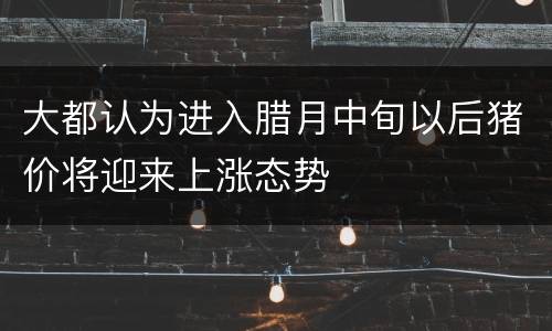 大都认为进入腊月中旬以后猪价将迎来上涨态势