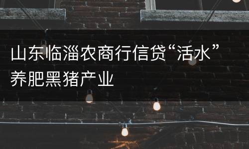 山东临淄农商行信贷“活水”养肥黑猪产业