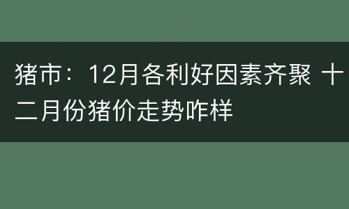 猪市：12月各利好因素齐聚 十二月份猪价走势咋样