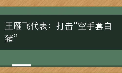 王雁飞代表：打击“空手套白猪”