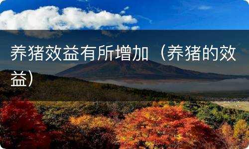 养猪效益有所增加（养猪的效益）