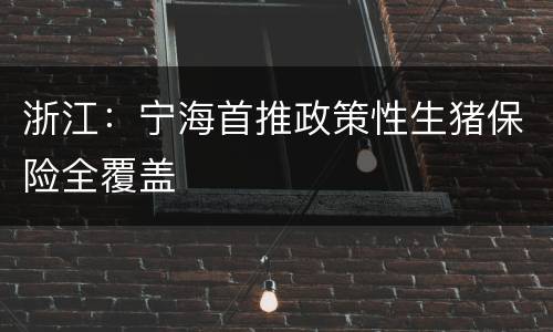 浙江：宁海首推政策性生猪保险全覆盖