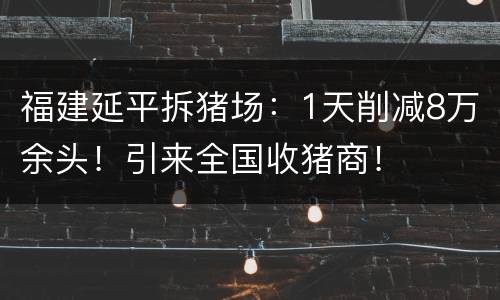 福建延平拆猪场：1天削减8万余头！引来全国收猪商！